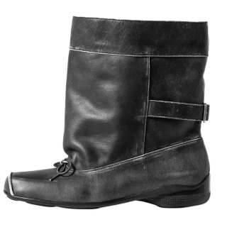 OPENyy Cow Leather Ankle Boots Women's Black