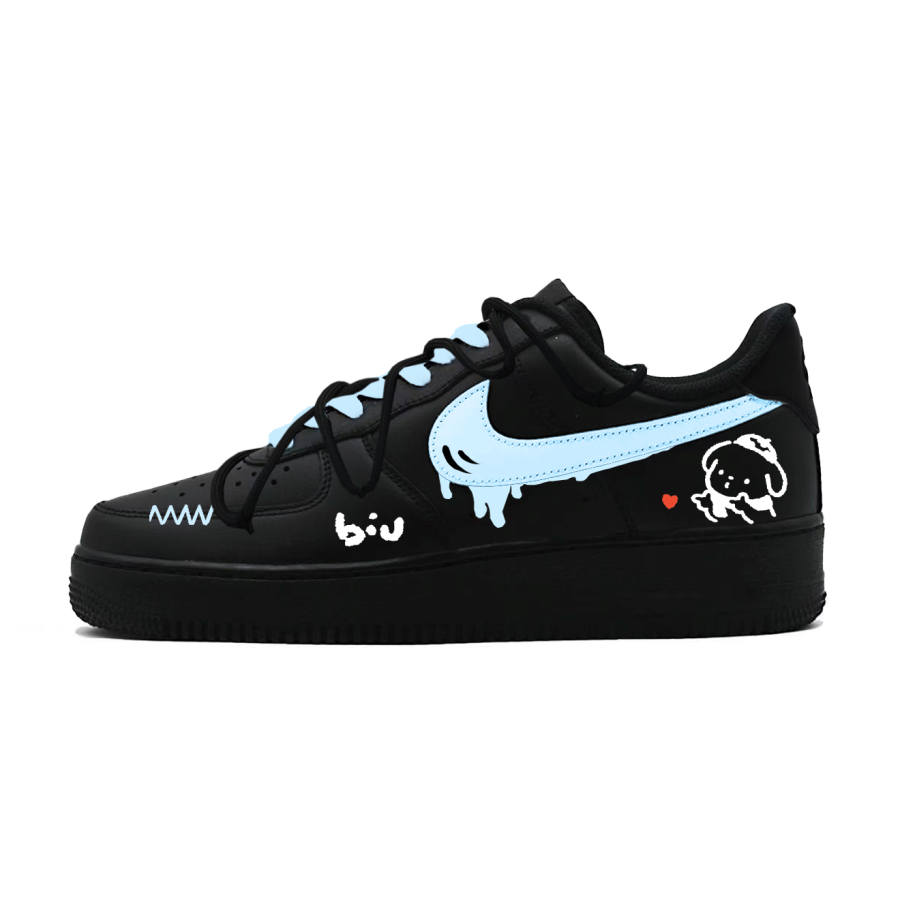 Nike Nike Air Force 1 Air Force 1, Boba Baby Abrasion Resistant Slip Resistant Low top Skateboard Shoes Unisex Black Blue