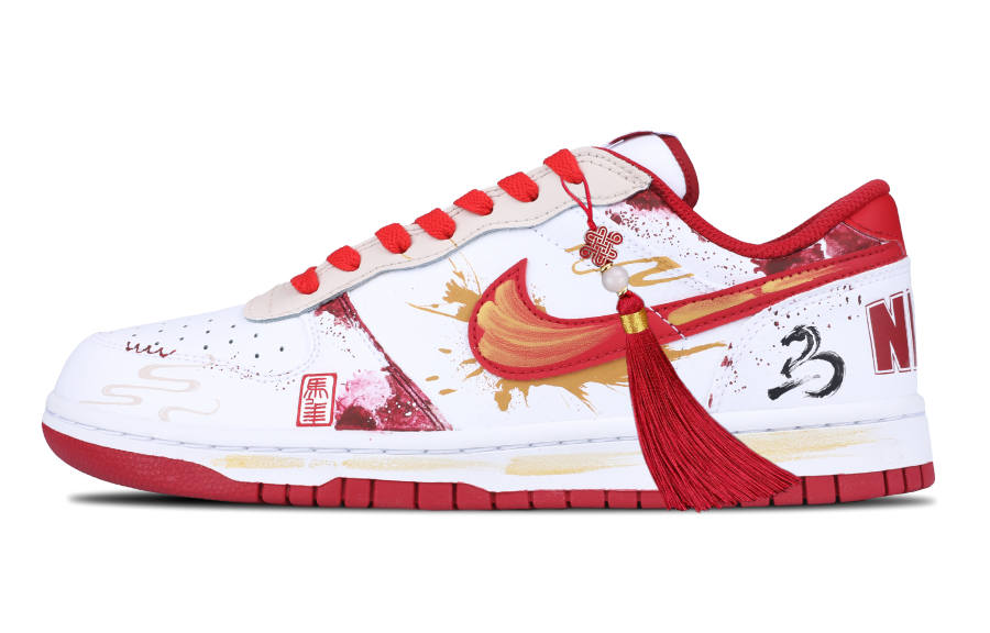 Nike Nike Big NIKE LOW Abrasion Resistant Balance Abrasion Resistant Balance Low top Skateboard Shoes Men's Red White