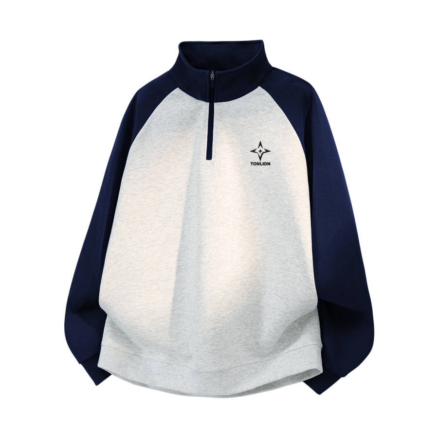 Tonlion Sweatshirts Unisex Half Open Collar Moderate Regular