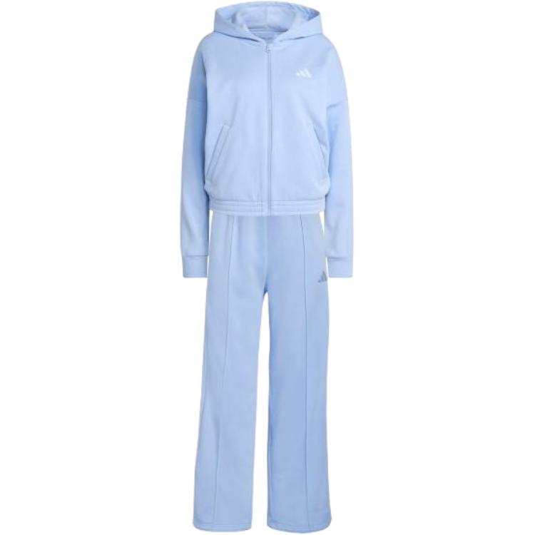 Adidas Adidas Casual Suits Women's Set Blue Hooded Non Detachable Moderate