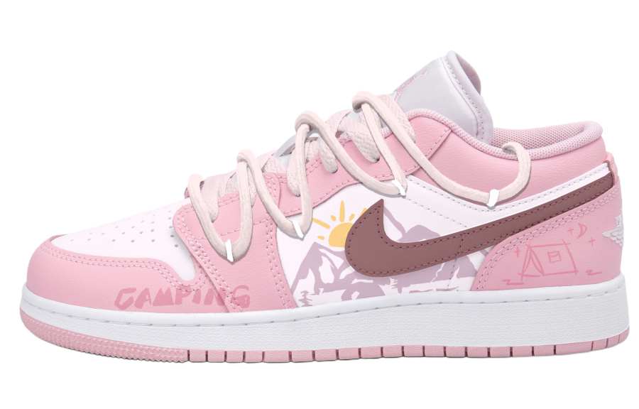 Jordan Jordan Air Jordan 1 Lazy Moments Mid top Children's Basketball Shoes Pink Unisex