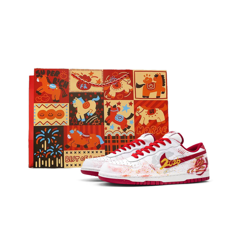 Nike Nike Big Fiery Horse Gold Swallowing CNY China Year Low top Skateboard Shoes Unisex Red