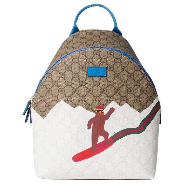 GUCCI GG Supreme, Nylon Backpack Kids' Beige & Dark Brown