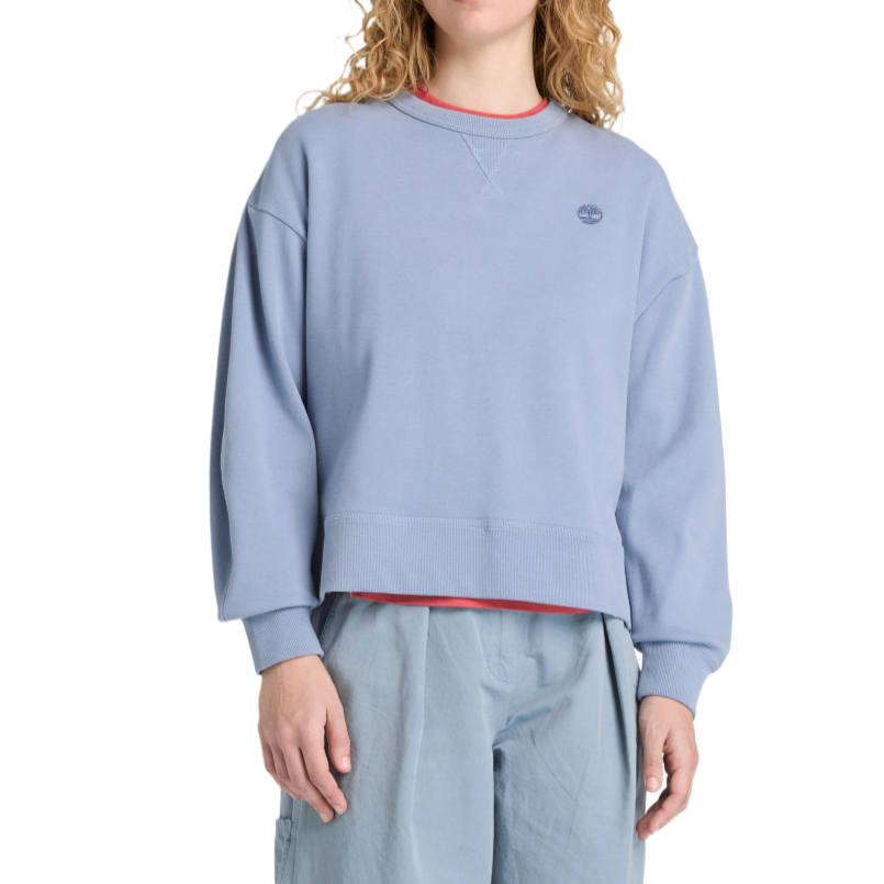 Timberland Sweatshirts Women's Gray Blue Crew Neck Moderate Regular
