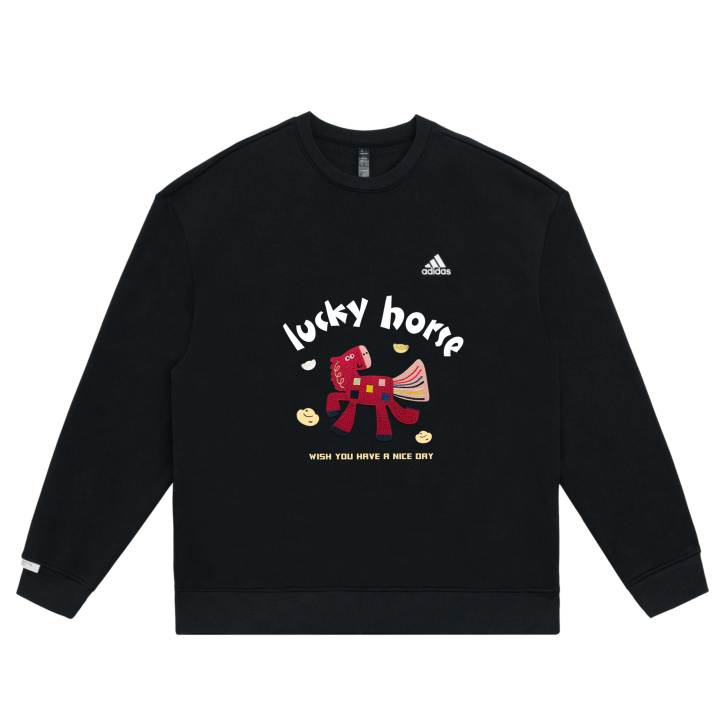 Adidas Adidas LABEL Sweatshirts Unisex Black Crew Neck Moderate Regular