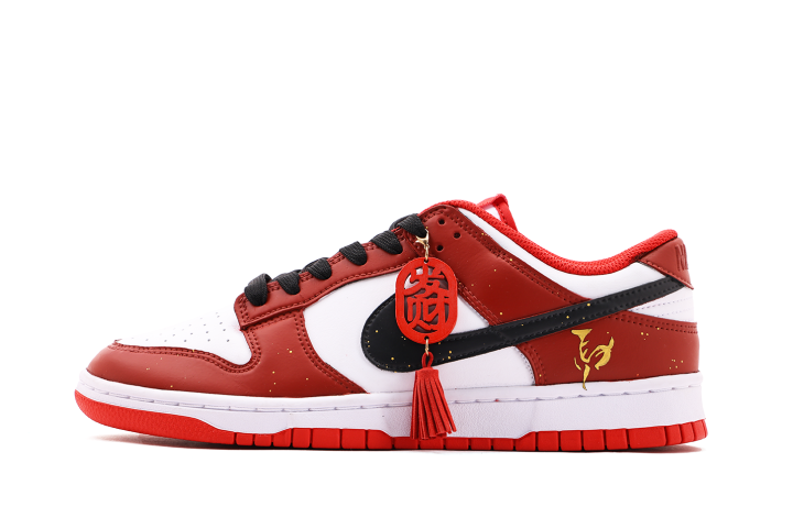 Nike Nike Dunk Synthetic Leather Wrapping, Wear Resistant And Non Slip Low top Skateboard Shoes Unisex White Red