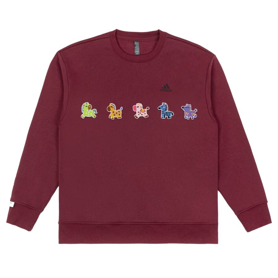 Adidas Adidas LABEL Sweatshirts Unisex Red Crew Neck Moderate