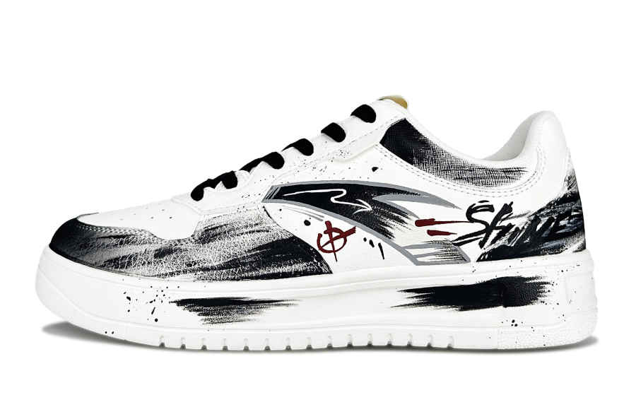 Anta Easy Swift Ink Shock Wave Cushioning Slip Resistant Skateboard Shoes Unisex Black & White