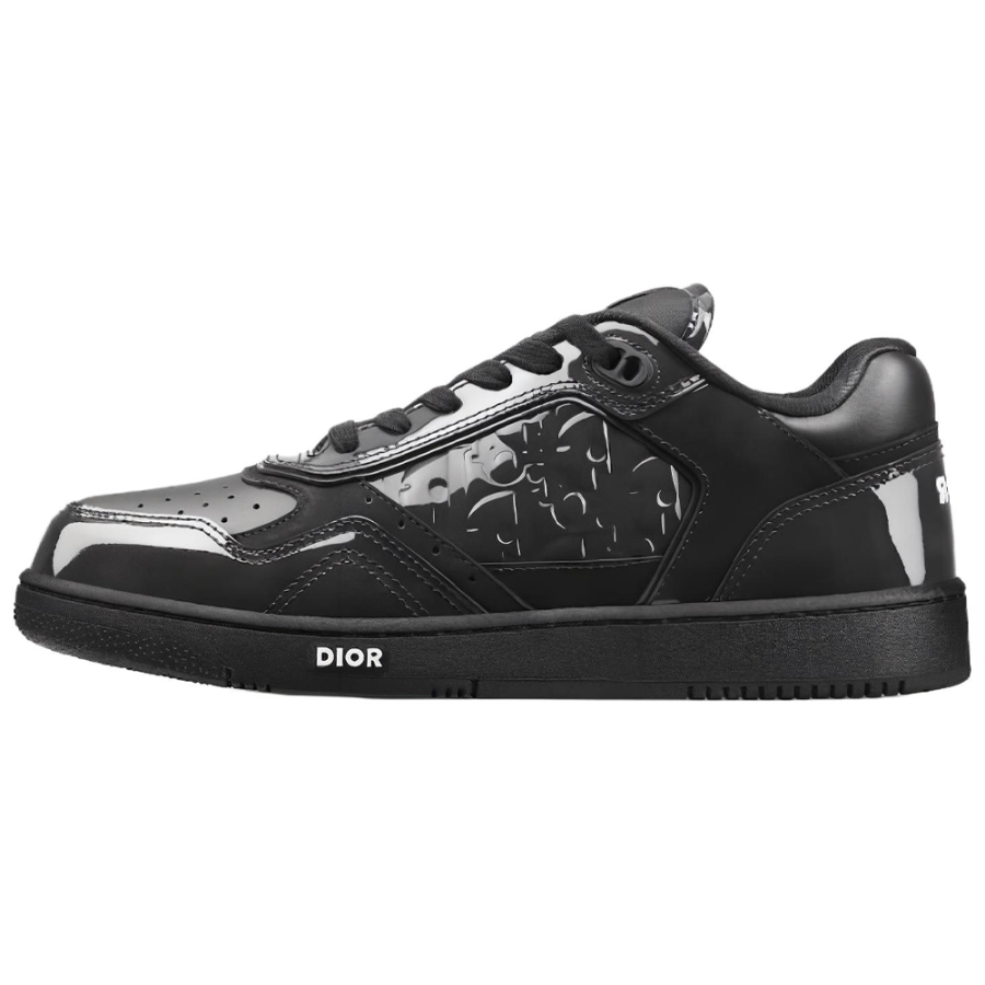 DIOR DIOR B27 Low Black Patent DIOR Oblique Gravity Embossed