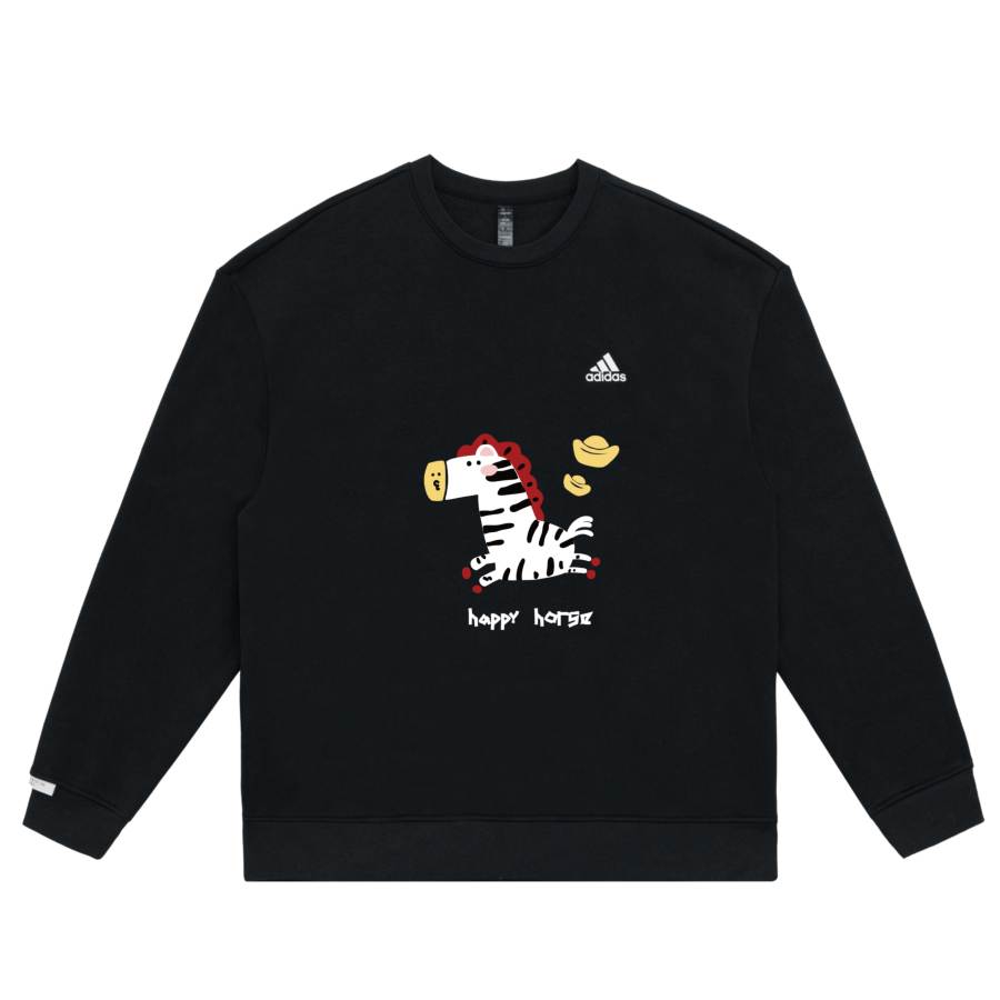 Adidas Adidas LABEL Sweatshirts Unisex Black Crew Neck Moderate Regular