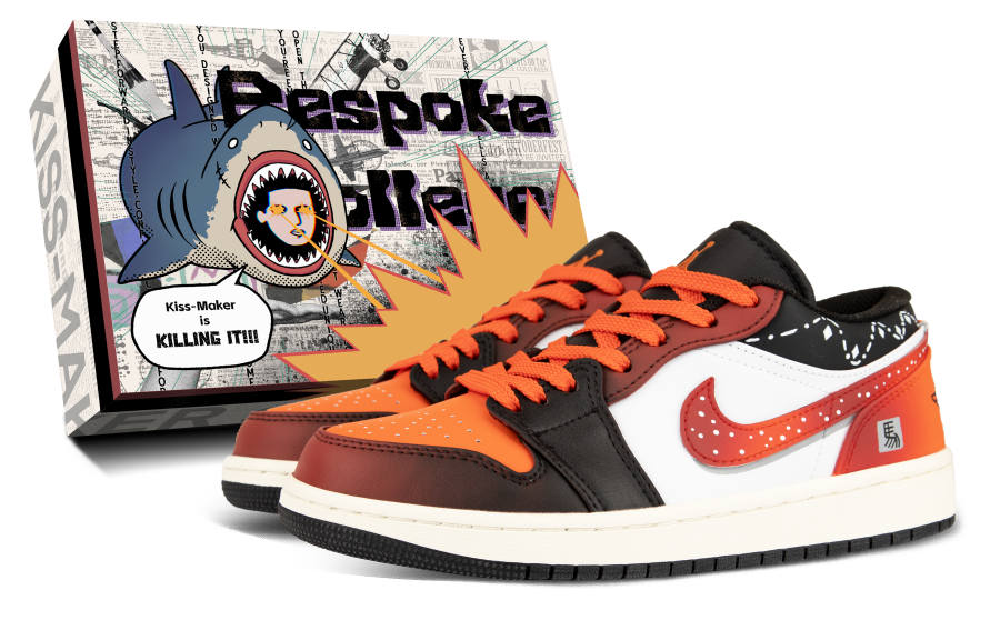 Jordan Jordan Air Jordan 1 Leather Slip Resistant Low top Children's Basketball Shoes Orange Unisex