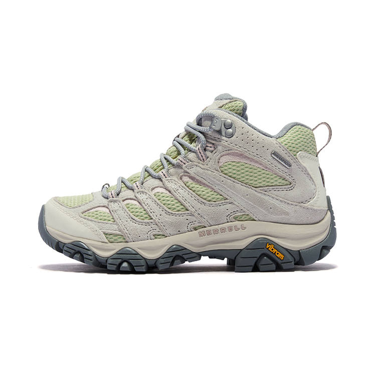MERRELL MOAB 3 MID WP Mountaineering Shoes Waterproof High top Outdoor Hiking Shoes Women's White Grass Green