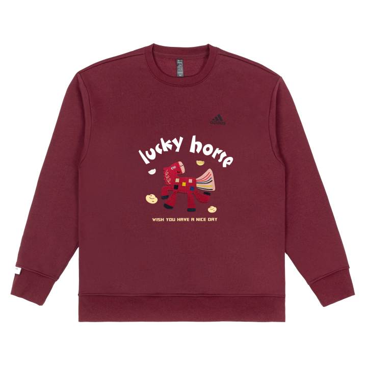Adidas Adidas LABEL Sweatshirts Unisex Red Crew Neck Moderate Regular