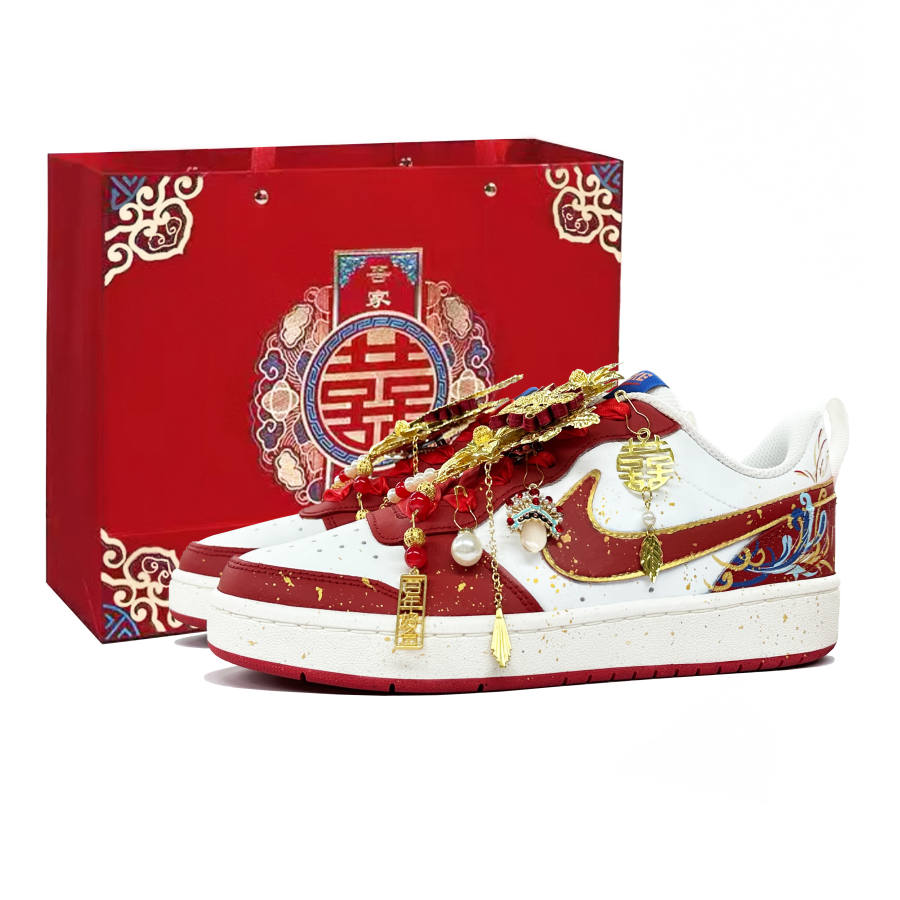 Nike Nike Court Borough Peach Joy Balance Abrasion Resistant Low top Skateboard Shoes Women's Gold Red