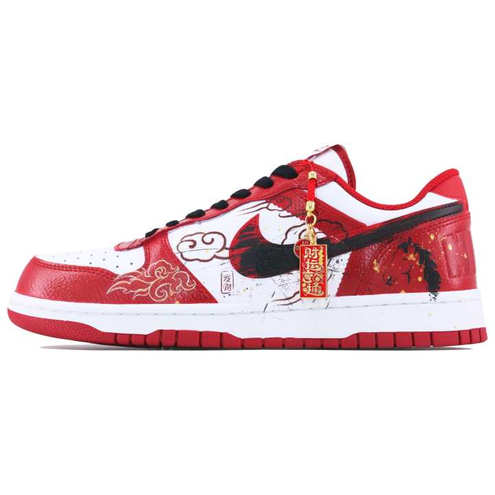 Nike Nike Big NIKE LOW Abrasion Resistant Breathable Low top Skateboard Shoes Men's White Red