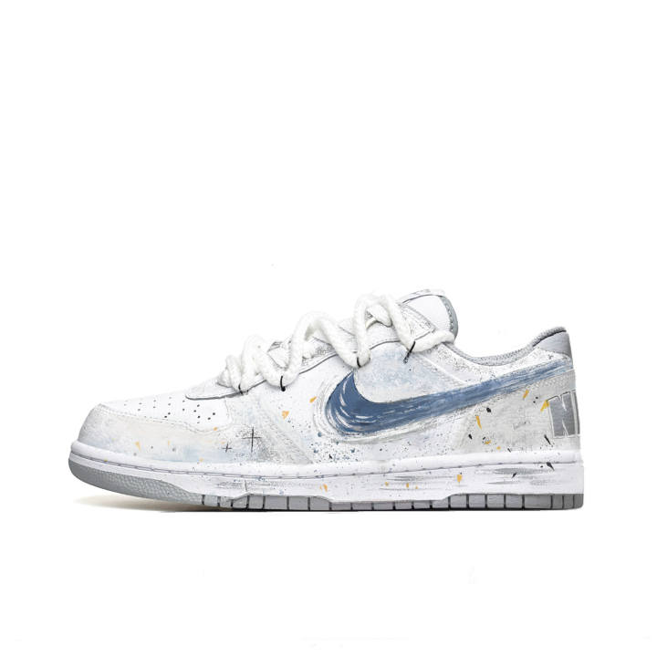 Nike Nike Big Low Lux BlueTrack White Proclamation Leather Abrasion Resistant Lightweight Slip Resistant Low top