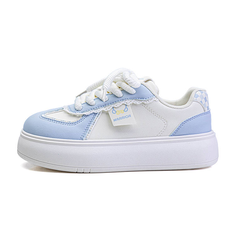 WARRIOR Coverage Height Increasing Abrasion Resistant Lightweight Low top Skateboard Shoes Women's Beige Blue