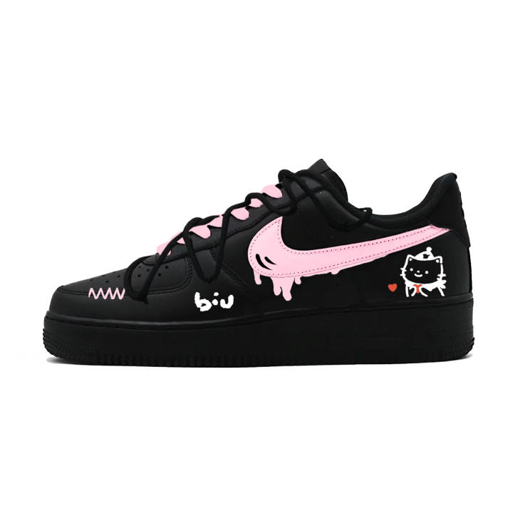 Nike Nike Air Force 1 Air Force 1, Bubble Baby Abrasion Resistant Slip Resistant Low top Skateboard Shoes Unisex Black Pink