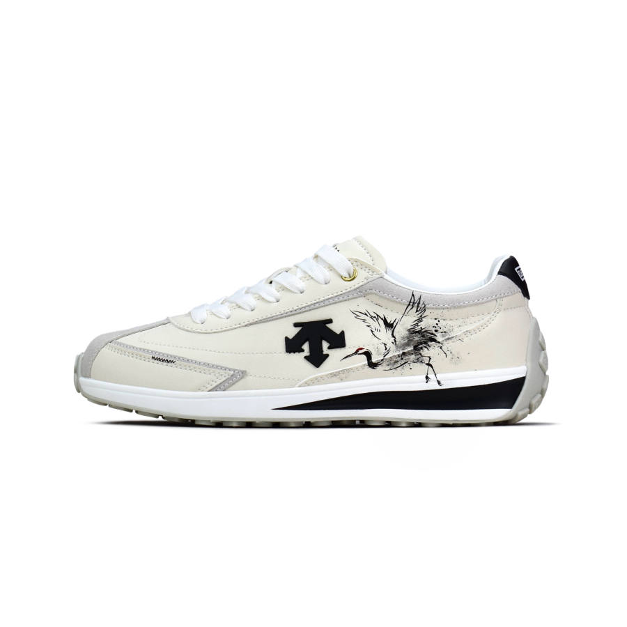 DESCENTE Cron Racer Abrasion Resistant Breathable Low top Skateboard Shoes Unisex Black White Gray