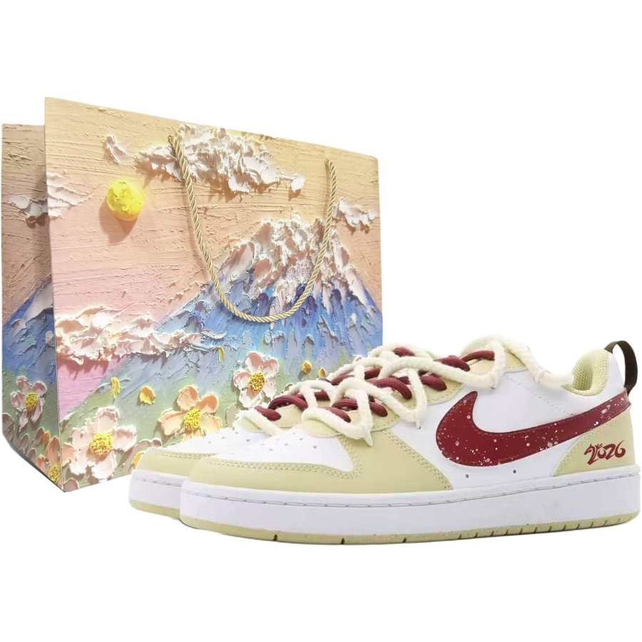 Nike Nike Court Borough Auspicious Blessings From The East Low top Kids' Skateboarding Shoes Ecru Teenagers