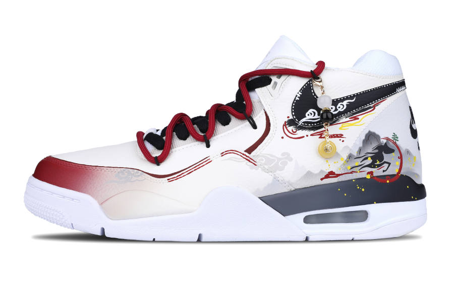 Nike Nike Flight Legacy Abrasion Resistant Slip Resistant Mid top Vintage Basketball Shoes Unisex White Red