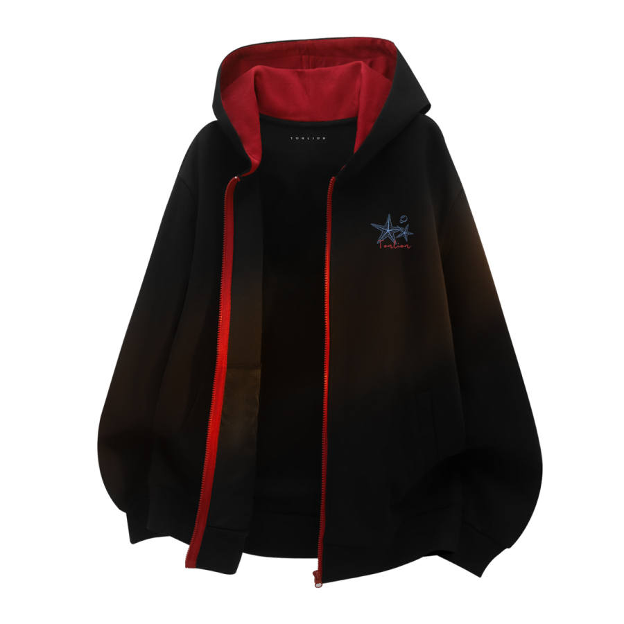 Tonlion Sweatshirts Unisex Hooded Moderate Cardigan