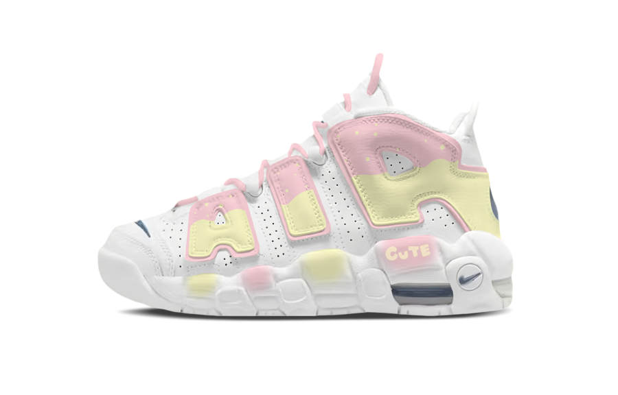 Nike Nike Air More Uptempo Soft And Adorable Macaron Cushioning Breathable Mid top Basketball Shoes Women's White Pink