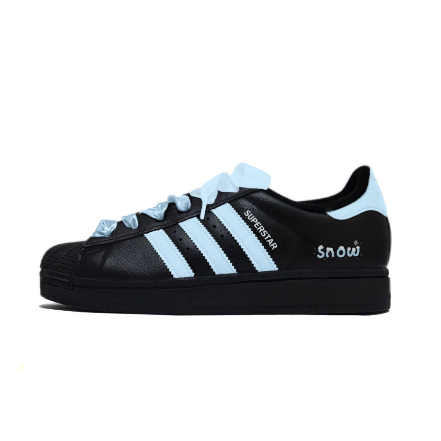 Adidas Originals Superstar 2 Sea's Words Leather Abrasion Resistant Low top Kids' Skateboarding Shoes Blue Unisex