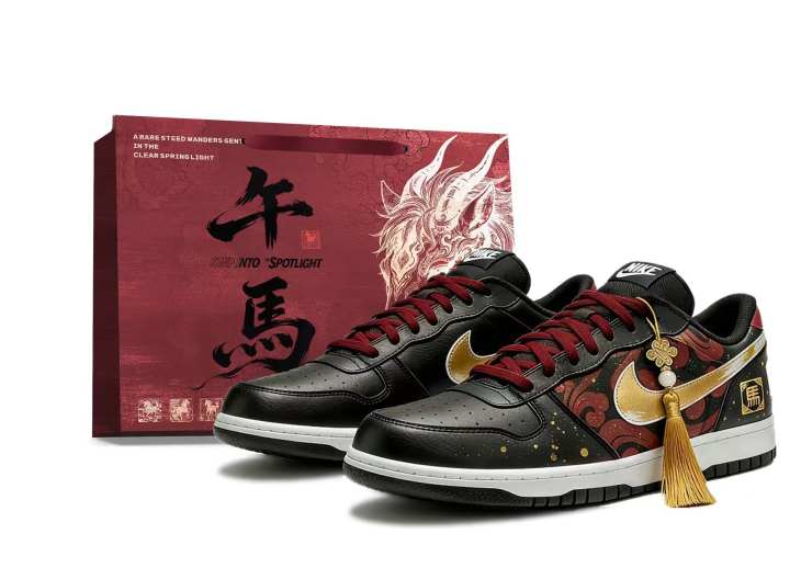 Nike Nike Big Wrapping, Wear Resistant And Non Slip Low top Skateboard Shoes Unisex Black Gold