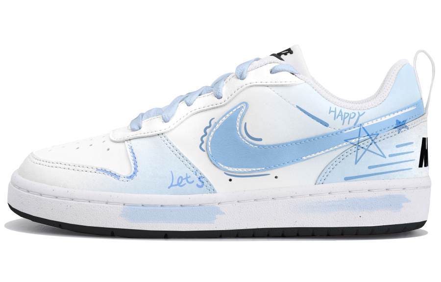Nike Nike Court Borough Low top Kids' Skateboarding Shoes White Blue Teenagers