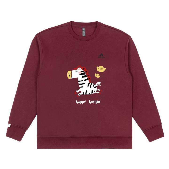 Adidas Adidas LABEL Sweatshirts Unisex Red Crew Neck Moderate Regular
