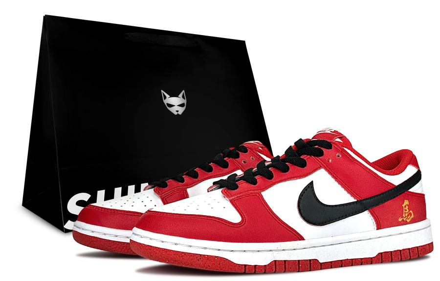 Nike Nike Dunk Low Golden Horse Auspicious Abrasion Resistant Low top Skateboard Shoes Unisex Red White
