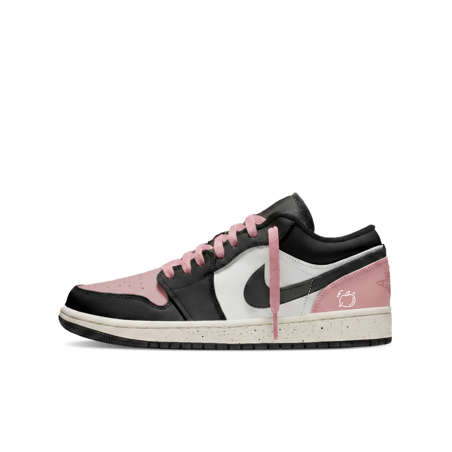 Jordan Jordan Air Jordan 1 Abrasion Resistant Low top Skateboard Shoes Unisex Black White Pink
