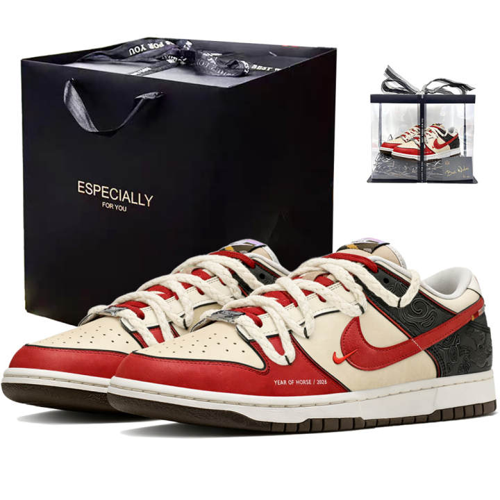 Nike Nike Dunk Pegasus Pack Van Gogh Genesis, Spirit Pearl Demon Pil, Box Leather Low top Skateboard Shoes Men's Black Red