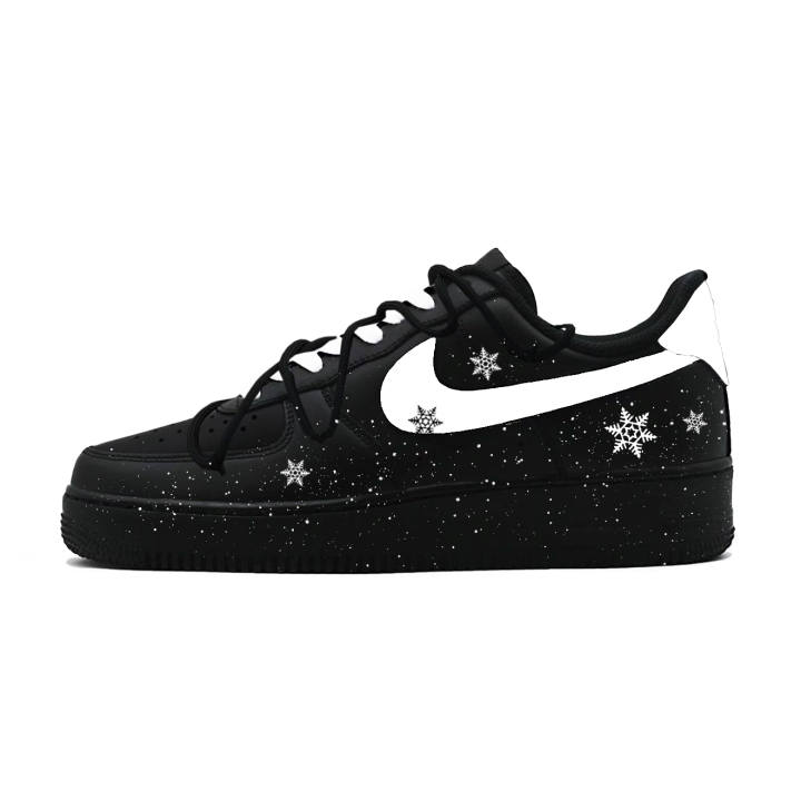 Nike Nike Air Force 1 It's Snowing. Abrasion Resistant Slip Resistant Low top Skateboard Shoes Unisex Black White