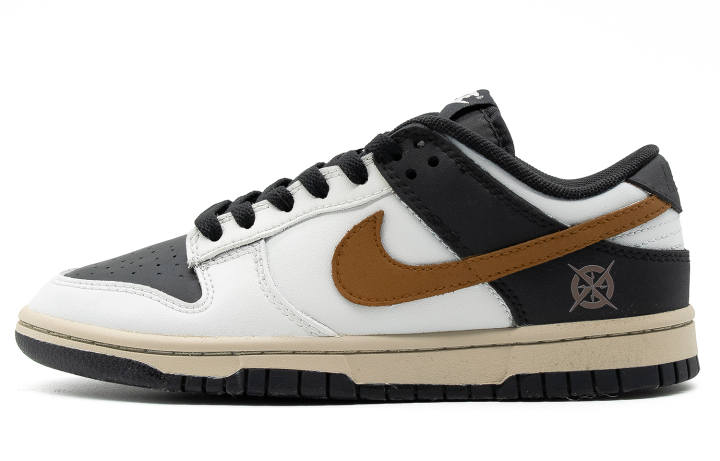Nike Nike Dunk New Era Leather Height Increasing Support Abrasion Resistant Low top Casual Skate Shoes Black White Yellow
