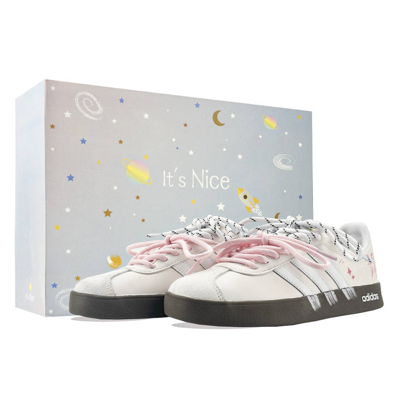 Adidas Neo VL Court 2.0 Blooming Footprints Low top Skateboard Shoes Women's White Pink
