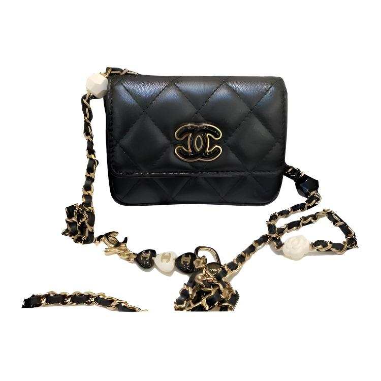 CHANEL 23P Lambskin Crossbody Bag, Shoulder Bag Mini Women's Black