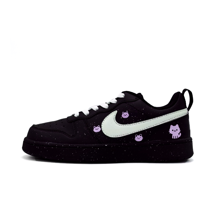 Nike Nike Court Borough Ink Black Purple Meow Synthetic Leather Print