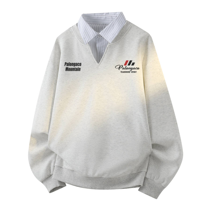 PAL ONGACO Sweatshirts Unisex Shirt Collar Moderate Mock Two Piece