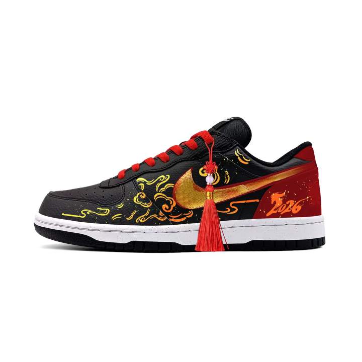 Nike Nike Big Cloud Galloping Leather Abrasion Resistant Abrasion Resistant Low top Skateboard Shoes Unisex Red