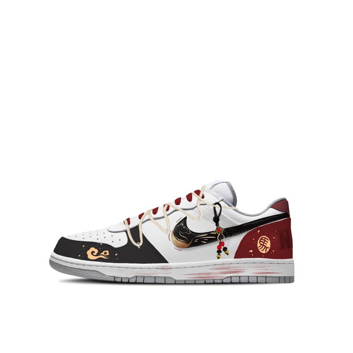 Nike Nike Big Abrasion Resistant Breathable Low top Casual Skate Shoes Men's Black Red