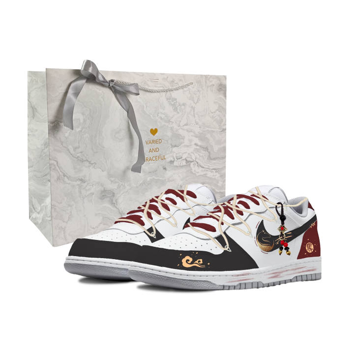 Nike Nike Big Abrasion Resistant Breathable Low top Casual Skate Shoes Men's Black Red