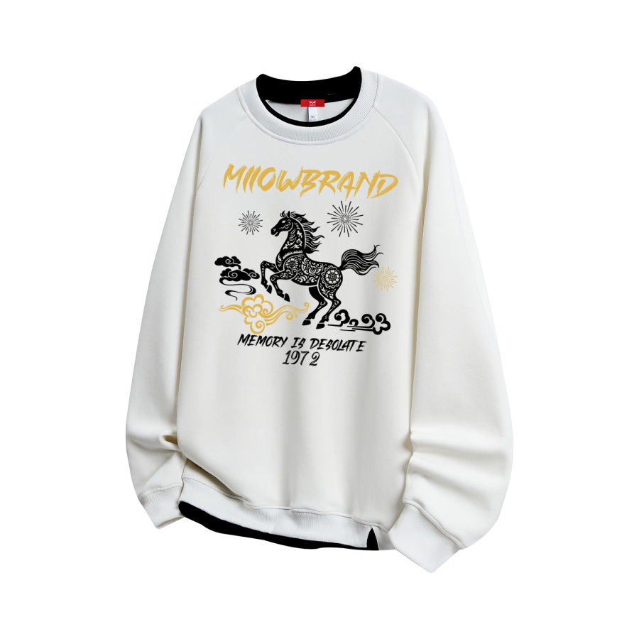 MIIOW Sweatshirts Unisex Crew Neck Moderate Mock Two Piece
