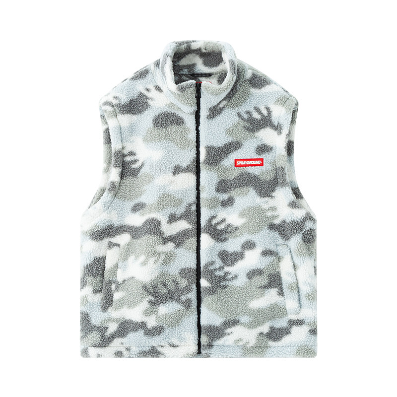 SPRAYGROUND Vests Men's Gray White Stand Collar