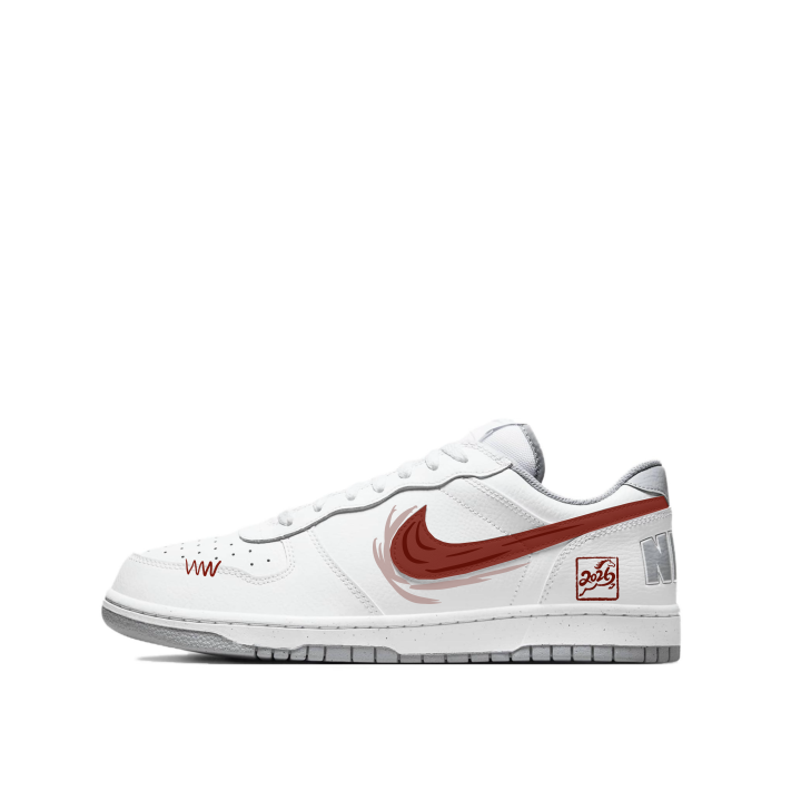 Nike Nike Big Abrasion Resistant Low top Skateboard Shoes Men's White Red