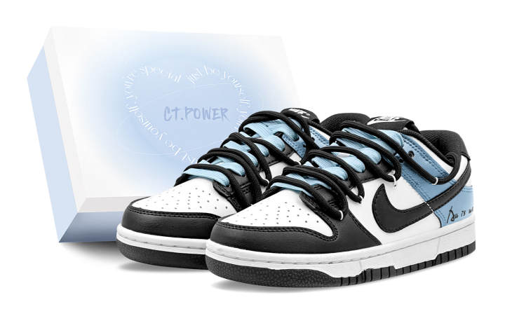 Nike Nike Dunk Skateboard Shoes Unisex Low Top Black/White/Blue