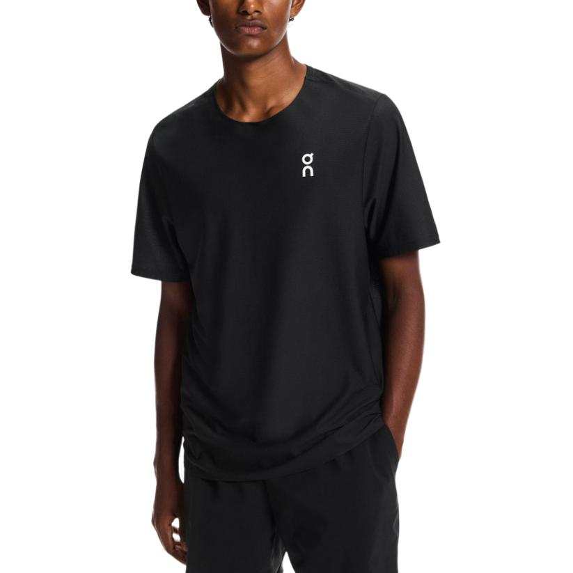 On Court Tennis Tops Men's Black Crew Neck Moderate