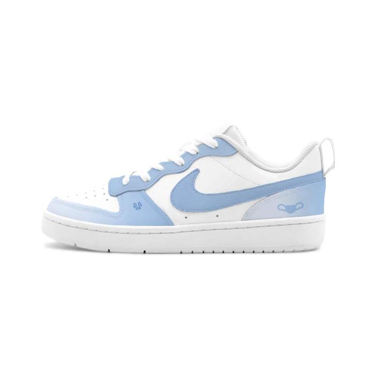 Nike Custom Nike Court Borough 2 Ice Mist Maris Sal Leather Cushioning Abrasion Resistant Slip Resistant Low top
